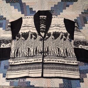 Y2K Vintage anii By Natural Giraffe Cardigan Sweater Coat Jacket Womens 2X